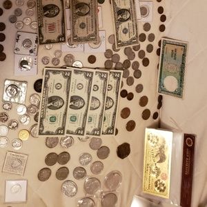 Very large lot us old coins and paper currency